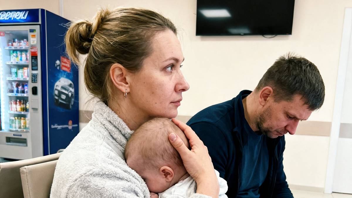 Chłopiec z butelką i kobieta, która zważyła gorączkę